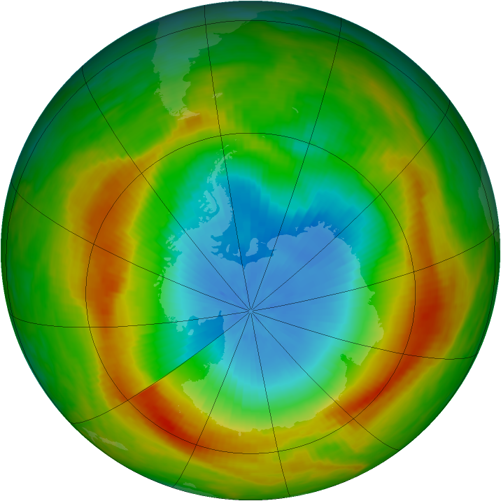 Antarctic ozone map for 09 November 1981